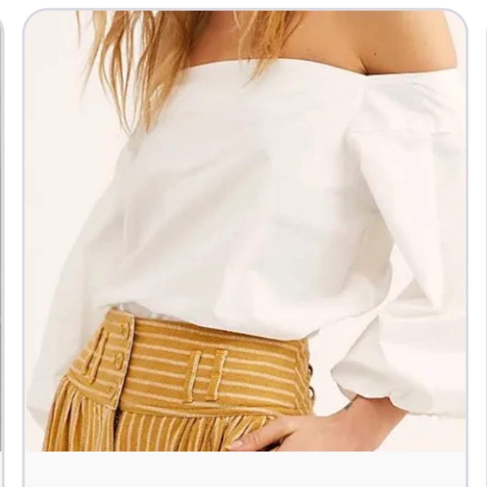 Anthropologie x Mare Mare White Off Shoulder Puff Sleeve Crop top blouse Sz S